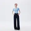Jeans 2025 Feminino Primavera Design de Dobra Dupla Perna Larga Anti-Rugas Liso Original Vaca Sem Cair Calças Mop