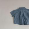 Estilo coreano em bebês meninos e meninas manga curta Denim camisa shorts terno verão moda estilo ocidental terno de duas peças
