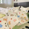 Capa de Edredom Nórdica Ins Estilo Japonês de Alto Valor Camada Dupla Cinza Névoa Conjunto de Cama Quatro Peças Conjunto Três Peças para Dormitório