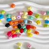 Cuentas de Flor de Calabaza Plana Pintadas Agujero Recto Acrílico DIY Color Sólido Flor Gruesa Cinco Pétalos Cuentas Sueltas Cadena de Teléfono Móvil Accesorios de Joyería
