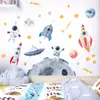 Adesivos de Parede Autoadesivos de Foguete e Astronauta Desenho Animado Fofo para Quarto de Crianças e Jardim de Infância Adesivos Decorativos BR1044F
