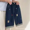Jeans Infantil Bei Ke Fei Nova Primavera Bordado Calça Reta Menina Calça Casual Estilo Coreano Infantil Moda Tendência