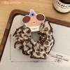 Goma para el pelo plisada estilo retro perezoso color café con lunares, tipo intestino grueso grande, accesorio de pelo versátil coreano para coletas y moños