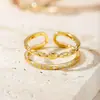 Novo anel de casal transfronteiriço, anel feminino de diamante, anel aberto de zircônia, presente de Dia dos Namorados, banhado a ouro, estilo coreano ousado, atacado europeu e americano