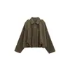Roupas Femininas Transfronteiriças Europeias e Americanas Moda Nova Primavera e Outono Jaqueta Corta-Vento Bomber com Efeito Textura de Camurça Top