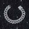Pulsera de cadena para hombre europea y americana de 15 mm de ancho, tres filas de diamantes, estilo hip-hop de industria pesada