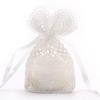Bolsa de encaje blanca con agujeros pequeños de 10*14 cm, bolsa para guardar joyas, al por mayor en stock, fondo redondo, seda de leche, bolsillo creativo de cordón