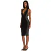 Elegante y Sexy Vestido Bodycon de Lápiz con Escote Halter, Espalda Descubierta Profunda, Adornado con Pedrería y Abertura Lateral