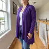 2026 Amazon transfronterizo europeo y americano talla grande mujer otoño casual color liso manga larga cárdigan chaqueta fina