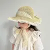 Sombrero de Paja de Verano con Protección Solar para Mujer, Sombrero de Pescador con Protección Solar para Vacaciones en la Playa Padre e Hijo, Ala Ancha con Perlas, Sombrero de Sol para Adelgazar el Rostro