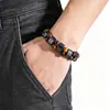 Nuevo Pulsera Tejida de Ágata Negra Ojo de Tigre Doble Capa con Cuentas Ajustable de Cordón Elástico Pulsera Moda Joyería de Mano