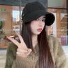 Boné Retrô de Pato de Celebridade da Internet Coreana para Mulheres no Outono e Inverno Moda Estilo Coreano Versátil Chapéu de Pescador Mostrando o Rosto Pequeno Quente Chapéu Equestre