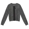 Suéter de Tricô COMOS CMS 2026 Outono Cor Color Block Vintage Gola Redonda para Mulheres, Top Básico Casual Emagrecedor 260275