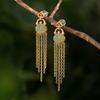 Pendientes de borla fresca con incrustaciones de jade Hetian, chapados en oro, estilo palaciego, modernos, simples, exquisitos, de jade, pendientes combinables