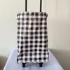 Carrito de Compras Plegable con Ruedas para Uso Doméstico, Carrito Retráctil con Diseño Estampado, Carrito de Compras Pequeño con Ruedas y Bolsa de Compras