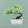 Planta Verde Artificial en Maceta Pequeña Planta Falsa Eucalipto Flor Artificial Bonsái Muebles para Sala de Estar Decoraciones de Escritorio Adornos