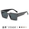 Novos Óculos de Sol Quadrados Céu Estrelado Cravejados de Diamantes, Óculos de Sol Personalizados, Moda Tendência para Celebridades da Internet Fotografia de Rua, Óculos de Sol Versáteis