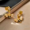 Pendientes de botón con diseño de abeja de circonita de lujo con aguja de plata S925 bañados en oro y cobre, elegantes pendientes en forma de C de alta calidad para mujer 2181