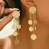 Pendientes de Borlas con Patrón de Disco Cruzado Europeo y Americano de Amazon para Mujer, Pendientes Colgantes Simétricos, Pendientes de Borlas para Mujer