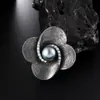 Broche de Aleación Retro de Cuatro Hojas Japonés y Coreano Transfronterizo, Accesorio de Lujo de Alta Gama, Broche de Pines para Mujer