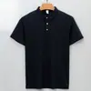 Camisa Polo de Algodão Mercerizado Personalizada Masculina Camisa Elegante de Manga Curta Camiseta com Gola Polo Cor Sólida Camisa Polo Elegante para Negócios