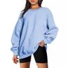 Roupas Femininas Transfronteiriças Europeias e Americanas Explosão da Amazon Pulôver de Gola Redonda Solto Casual Estilo OVERSIZE Forrado com Lã Ombro