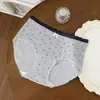 9957 # Cor Contrastante Borda Franzida Laço Jacquard Algodão 10A Forro Antibacteriano Calcinha Feminina Verão Estilo Fino Roupa Íntima