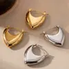 Brincos Vazados em Formato de Coração com Design de Nicho Europeu e Americano Feitos de Aço Inoxidável com Banho de Ouro Real 18K, Brincos de Alta Qualidade para Mulheres