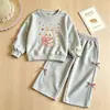 Roupa de Desenho Animado Infantil: Conjunto de Moletom com Estampa de Desenho e Calça Wide Leg para Meninas, Macacão Esportivo de Gola Redonda para Bebê Venda por Atacado