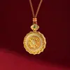 [Mesmo Estilo de Laopu Weixue] Colar com Pingente Bússola Oito Tesouros Cor de Ouro Areia para Mulheres Colar com Corda Pingente Dourado de Cabaça Jiaer