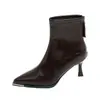 Botines puntiagudos para mujer, nuevos botines estilizados de nicho para el otoño de 2026 para combinar con faldas, elegantes botines de moda de tacón de aguja estilo francés