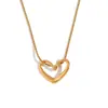Collar con Colgante de Estilo Nicho de Moda Europea y Americana Acero Inoxidable Chapado en Oro de 18K Cadena de Serpiente Fina Colgante Simple de Corazón