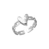 Anillo Irregular en Forma de Corazón de Hielo Triturado de Plata de Ley 925 para Mujer, Simple y Lujoso, Anillo Abierto de Alta Gama y Exquisito 5363A