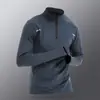 Ropa de Entrenamiento Media Cremallera para Hombre, Cálida con Forro de Forro Polar, Secado Rápido, Manga Larga, Top para Correr Otoño e Invierno, Camiseta Deportiva para Fitness