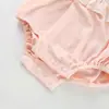 Nuevo mameluco de bebé estilo chino con botones diagonales, colgante de borla y ribete de encaje, mono de algodón de manga corta para bebés