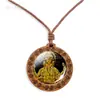Collar de Dios Cabeza de Elefante Indio Colgante de Madera Vintage Joyería Ajustable Otoño e Invierno Collar Ganesha