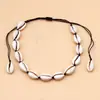 Collar elástico de concha estilo playero de moda transfronteriza europea y americana, cadena de clavícula anudada a mano popular para mujer