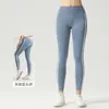 Calça de Yoga Transfronteiriça para Mulheres, Calça Fitness com Listras Coloridas em Blocos, Levanta Bumbum Cor de Pêssego, Cintura Alta com Controle de Barriga, Calça Esportiva para Corrida ao Ar Livre e Yoga