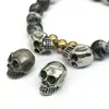 Pulsera de Cuerda de Cuero Europea y Americana con Cuentas de Calavera de Acero Inoxidable 316L Cuentas de Cabeza de Fantasma Venta Caliente en Comercio Exterior