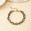 Pulsera de Acero Inoxidable con Goteo de Color Moda Femenina Europea y Americana Pulsera de Color Esmalte Versátil Chapada en Oro de 18K y Pulsera de Acero de Titanio