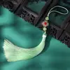 Pingente de borla de trevo de quatro folhas em cloisonné, tecido à mão, moderno e liso, para DIY Hanfu tradicional chinês (roupas tradicionais Han) lapelas
