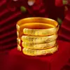 Plumón, Orquídea, Bambú y Crisantemo Cuatro Caballeros Pulsera de Oro Arena Latón Chapado en Oro Calado Abierto Pulsera de Moda para Mujer Pulsera para Mamá