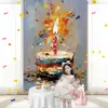 Livro Vermelho Pintura a Óleo Bolo de Aniversário Painel de Tecido Pendurado para Meninos e Meninas Festa de Aniversário de Bebê Decoração de Cenário Montagem de Cena