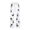 Jeans American High Street con Graffiti de Palma para Hombres y Mujeres, Pantalones Guapos de Marca de Moda, Pantalones Rectos Ajustados Blancos Hiphop