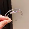 Pulsera Rectangular Abierta de Doble Capa con Circonita, Estilo Lujo Ligero Electrochapada en Oro Real de 18K, Joyería Geométrica de Alta Gama, Moderna y Sencilla