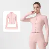 [En Stock] Chaqueta Corta Ld Ajustada Yoga Cuello Alto Moda Running Fitness Top Deportivo para Mujer