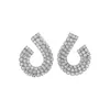 Pendientes Colgantes Redondos Geométricos de Aguja Plateada con Diamantes, Pendientes Exquisitos Simples y de Moda, Pendientes de Lujo Ligero de Gama Alta con Sentido del Diseño