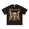 MEGADETH Rock Camiseta de manga curta Banda vintage Cross-border Beleza Trendy Algodão Estampado Gola Pequena Trendy para Homens e Mulheres