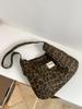 Bolsa Transversal de Camurça Estampada de Leopardo Estilo Coreano Feminina Outono e Inverno Grande Capacidade Retro Casual Versátil Estilo Preguiçoso Bolsa de Ombro Tote