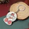 Llavero Nuevo de Navidad Transfronterizo Papá Noel Campana de Navidad Árbol de Navidad Muñeco de Nieve Letrero de Madera Colgante Set de Navidad